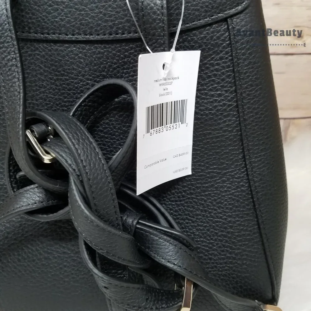 Kate Spade Medium Flap Backpack Leila Black New